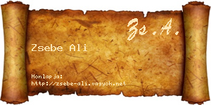 Zsebe Ali névjegykártya